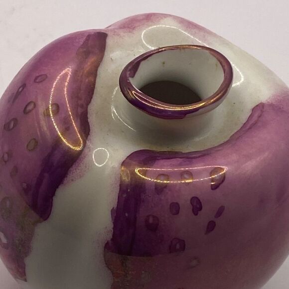 Vintage Arzberg Germany Porcelain Bud Vase Pink Cranberry White - Picture 8 of 9